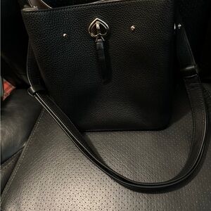Kate Spade Black Leather Crossbody Bucket Bag - Classic Everyday Style